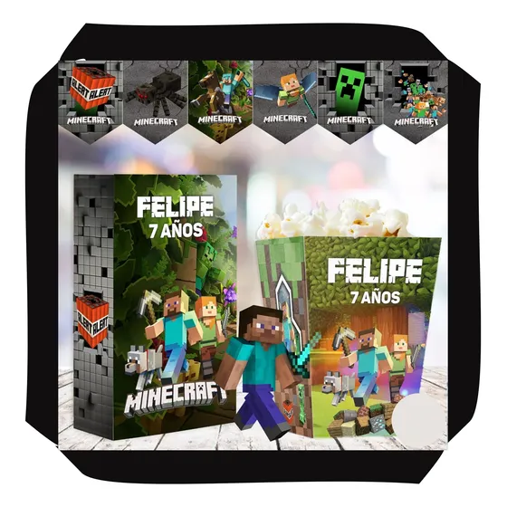 Kit Imprimible Minecraft Personalizado Full+obsequios
