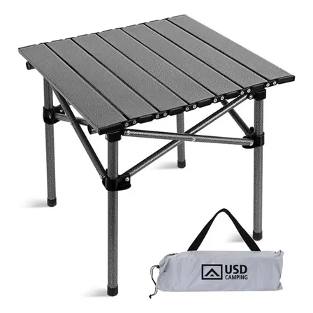 Mesa Camping Dobrável Portátil Alumínio Praia Acampamento Camping Churrasco C/ Bolsa De Transporte Usd Preto