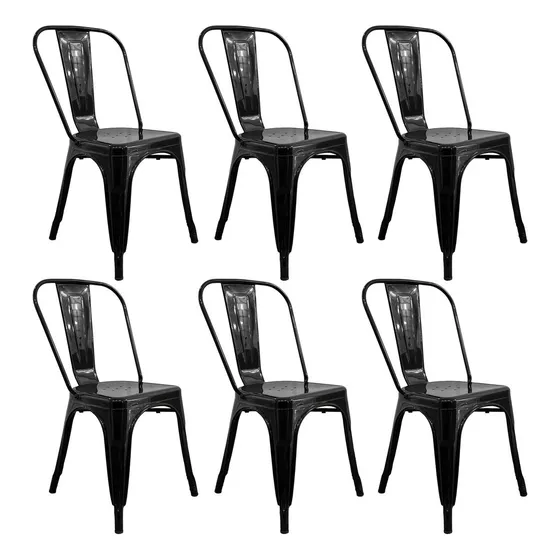 Sillas Tolix Metálicas Negro Brilloso X 6 Unidades