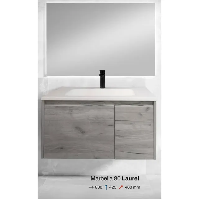 Mueble De Baño Color Gris Marbella 80, Marca Castel (h.r).