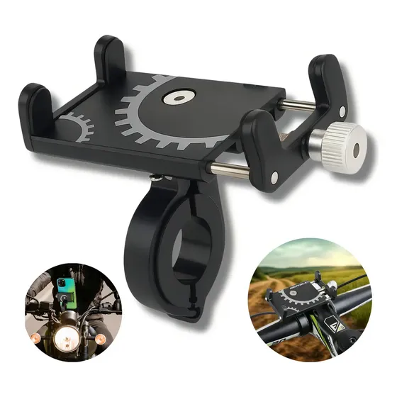 Suporte Celular Bike Moto Regulagem Universal Forte Alumínio Guidão Ajustável Reforçado Resistente À