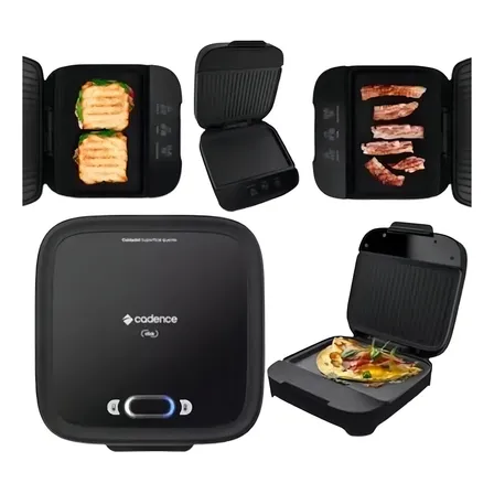 Sanduicheira Elétrica Cadence Chapa Misteira Omeleteira Crepeira Click Grill Tostex Na Cor Preto San400-127 127v
