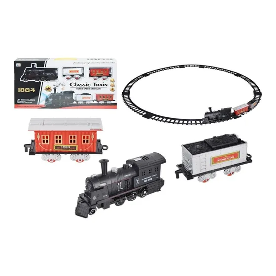 Pista De Tren A Pilas---locomotora + 4 Vagones