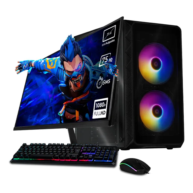 Xtreme Pc Gaming Amd Radeon Vega Renoir Ryzen 7 5700g 32gb Ssd 1tb Monitor 23.8 Wifi Doom Pro Black