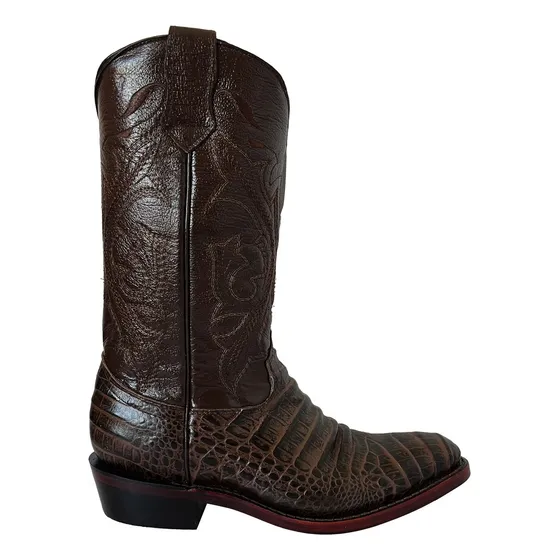 Bota Vaquera Grabado Panza De Cocodrilo Horma Oval Marca Bdp