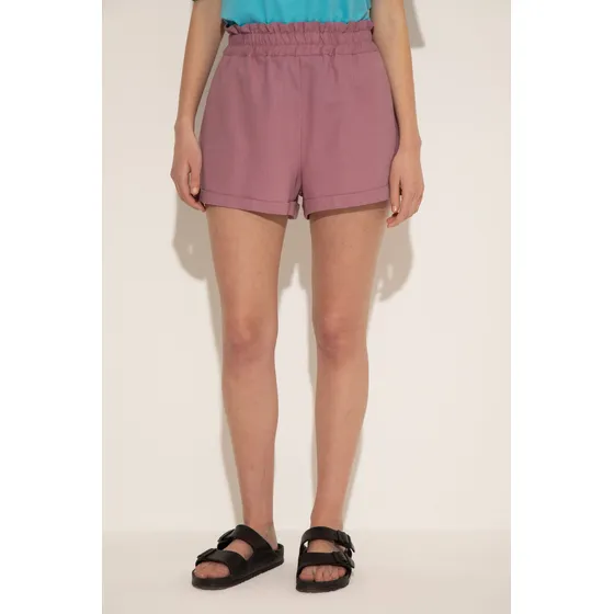 Short Lino Viscosa Tiro Alto Con Bolsillos Mujer System