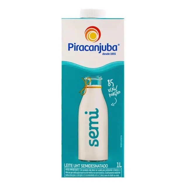 Leite Semidesnatado Piracanjuba  1 Litro  - 12 Unidades