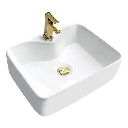 Kit Cuba Pia Louça Smart Norte Banheiro Jamari Gold Cerâmica Banheiro Com Torn E Vál Dourada 5 Cor Branco