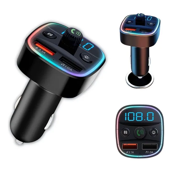 Encendedor de coche con transmisor FM Bluetooth, MP3, USB