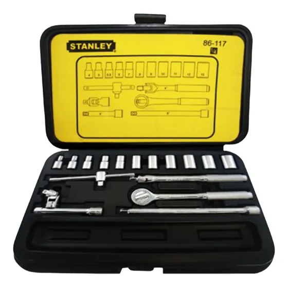 Juego De Dados Hexagonal Cromado Stanley 1/4  4 A 13mm 18 Pz