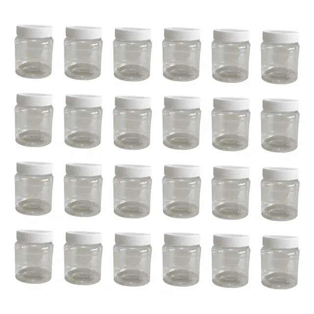 Envase Bote Tarro Frasco Plástico Con Tapa 250ml 24piezas