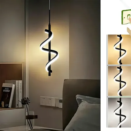 Luminária Pendente Led Espiral Moderna Dourada 110v-/220v Preto