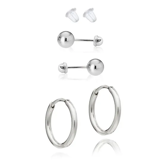 Arete Broquel Bolita Dormilona Plata .925 Mujer O Niña
