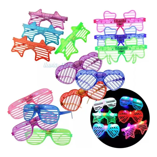 24 Lentes Para Fiesta Con Luz Led Batucadavariosdiseñosfunny