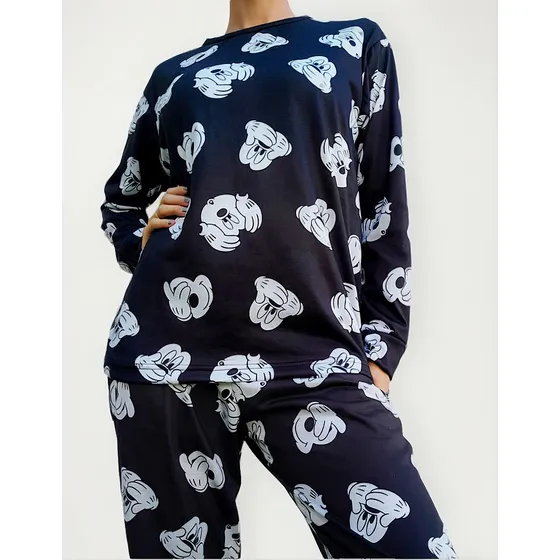 Pijama Largo Adulto Animado Manga Larga Mickey