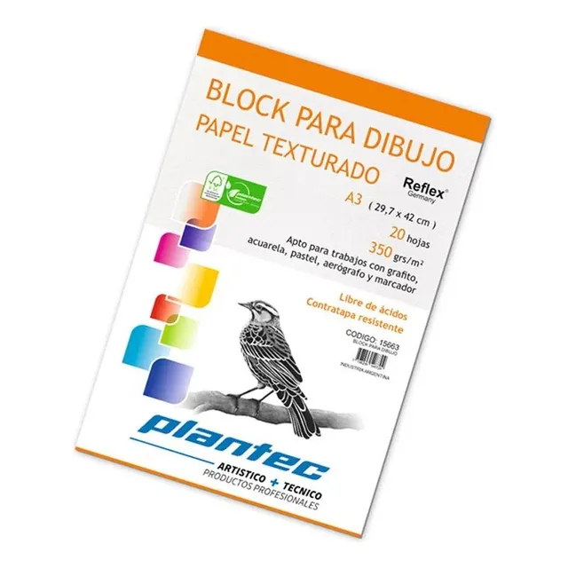 Block Para Dibujo Texturado A3 De 350grs. X 20hojas Plantec