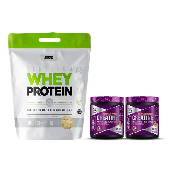 Proteina Whey Protein X 3kg + Creatina X 1 Kg Star Nutrition Sabor Banana