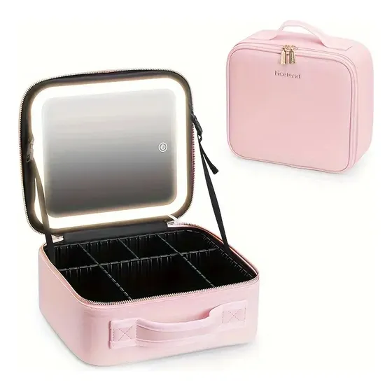 Estuche De Maquillaje Con Espejo Luz Led Cosmetiquera