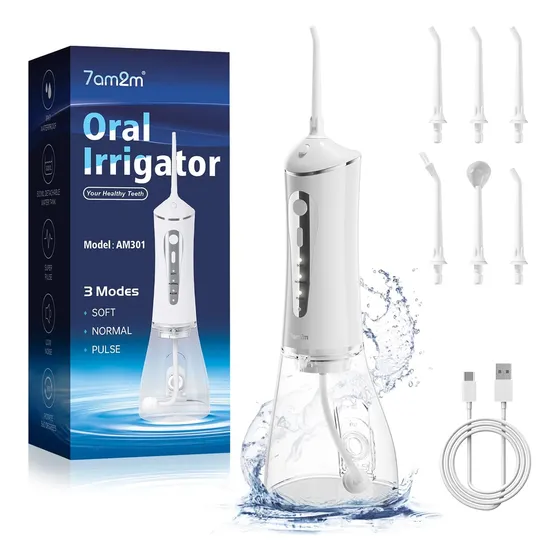 Irrigador Dental De Agua Inalámbrico De 300ml 6 Puntas 3 Mod