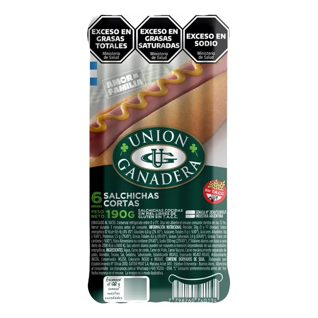 120 Salchichas Cortas Unión Ganadera (paquetes X 6)