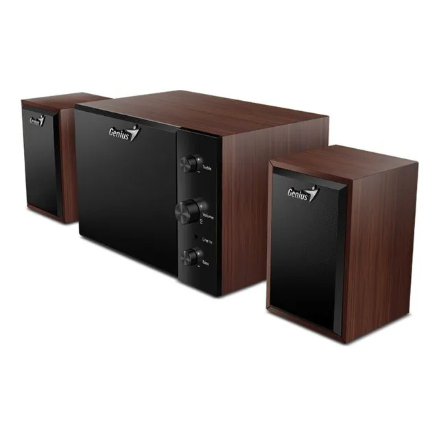 Parlante Genius Sw-2.1 350 Madera Tranza