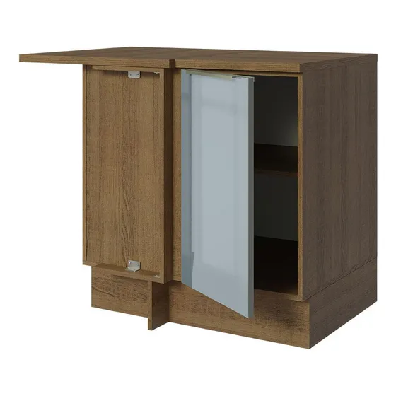 Gabinete Bajo De Esquina Cocina Madesa Lux Con Encimera Mg Color Rústico/Gris