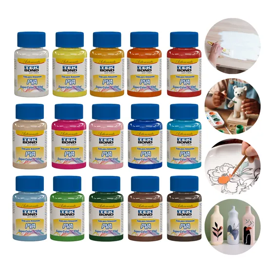 Tintas Pva Fosca P/ Artesanato 37ml - Kit Com 15