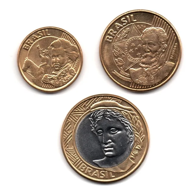 Brasil Trío De Monedas: 10, 25 Centavos Y 1 Real 2003 A 2011