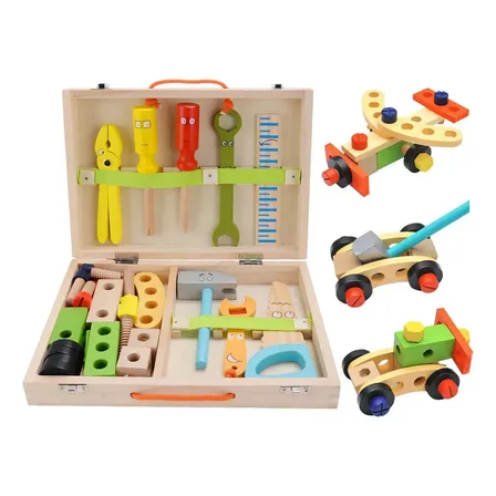 Brastoy Kit Caixa Maleta Madeira Infantil Com Ferramentas Montessori
