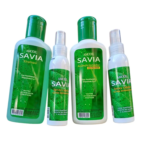 Combo X4 Savia Amodil Champú Acondicionador Spray