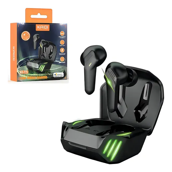 Fone Sem Fio Bluetooth Tws Gamer Academia Bluetooth Grave Cor Preto Cor Da Luz Preto