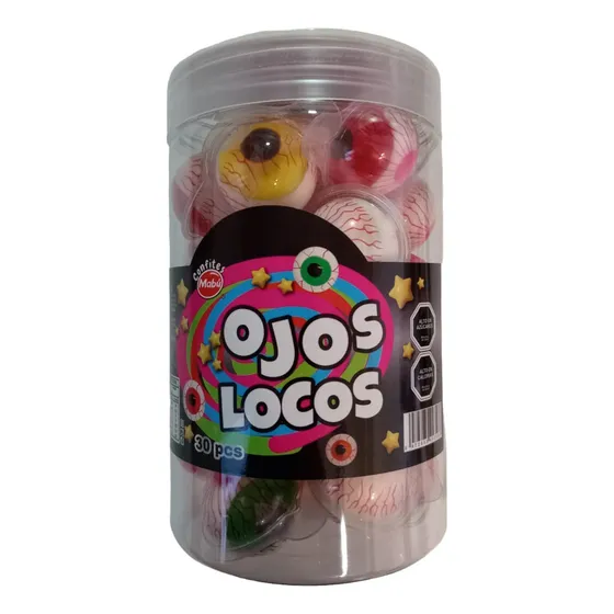 Gomitas Ojos Locos Con Centro Liquido De Frutilla 30 Unidad