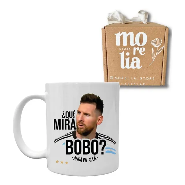 Taza Cerámica Lionel Messi Que Miras Bobo Mundial + Caja