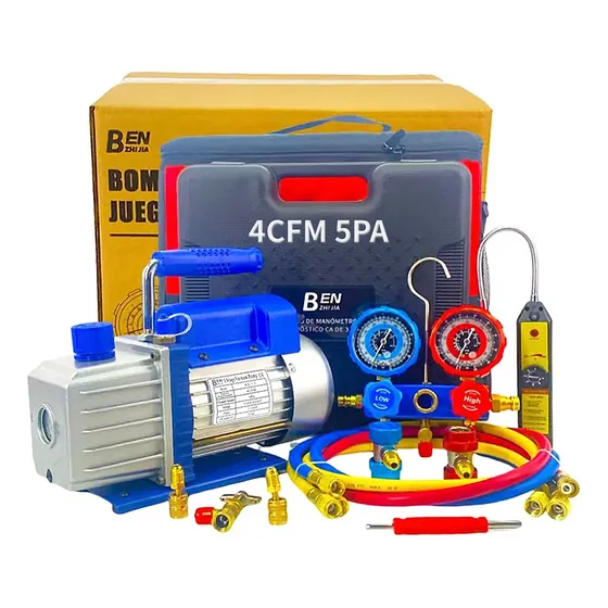 4cfm Bomba De Vacío Benzhijia+kit Manómetro+detector De Fuga