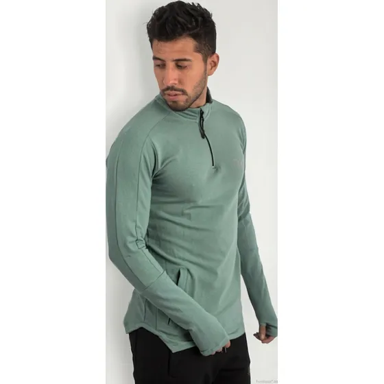 Polera Deportiva Slimfit Color Cemento C/cierres Para Hombre