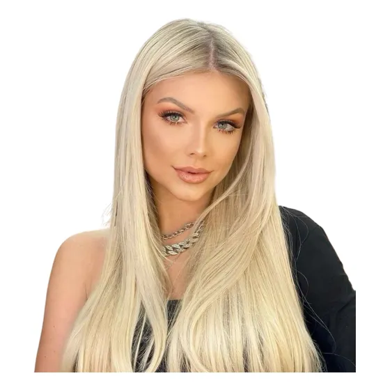Peluca Pelo Natural Lace Front Rubio Platino 35 Cm