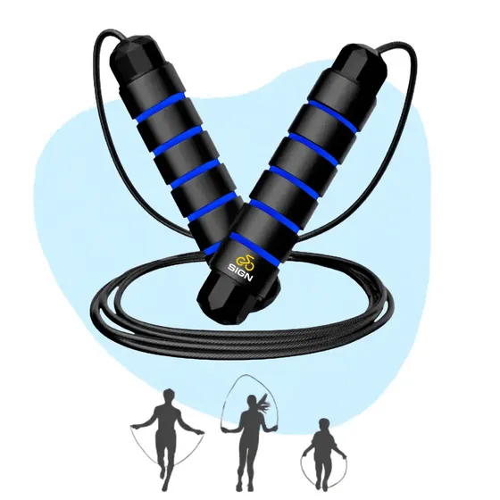 Corda De Pular Cross Speed 3 Metros Rolamento Ajustável Cabo De Aço Profissional Fit Treino Academia Sign