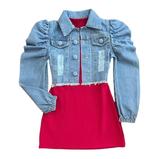 Vestido Infantil Com Jaqueta Manga Princesa Mini Diva Luxo