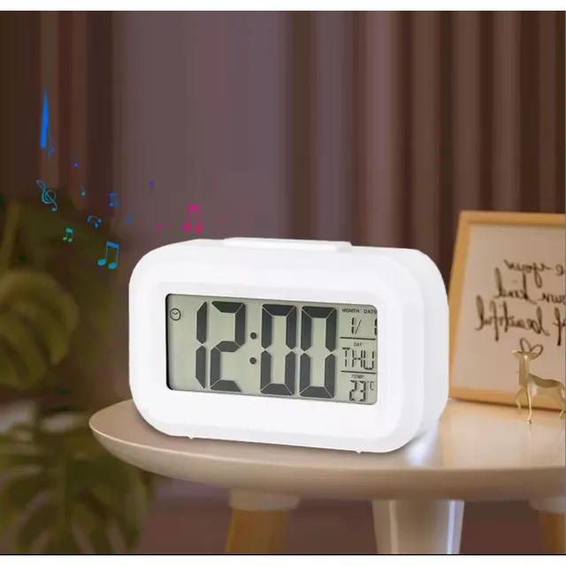 Reloj Despertador Digital De Batería Color Blanco