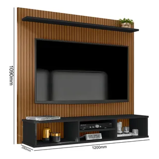 Home Painel Simples Tv Sala 50 Pol Ripado Com Nicho Ripado / Preto Home Painel Simples Tv Sala 50 Pol Ripado Com Nicho Ripado / Preto