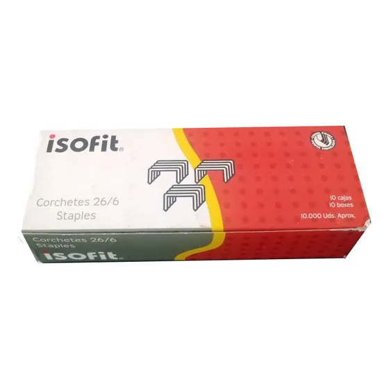 Corchetes 26/6 Isofit X10 Cajas X1000 Unds Color Plata