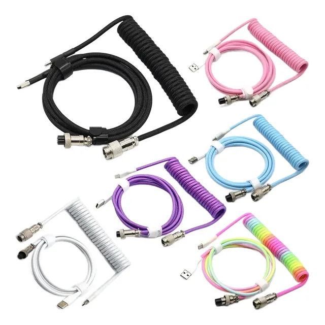 Cabo Enrolado Coiled Teclado Usb-c Mecânico Aviador Premium
