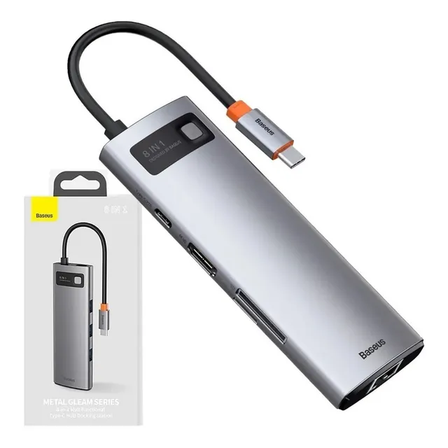Adaptador de hub Baseus USB C Dockstation Hdmi 4k USB 3 8 en 1