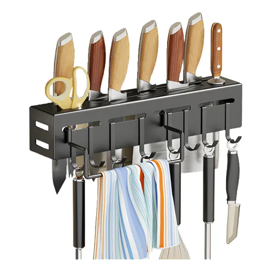 Repisa Base Organizadora De Utensilios De Cocina Con Ganchos