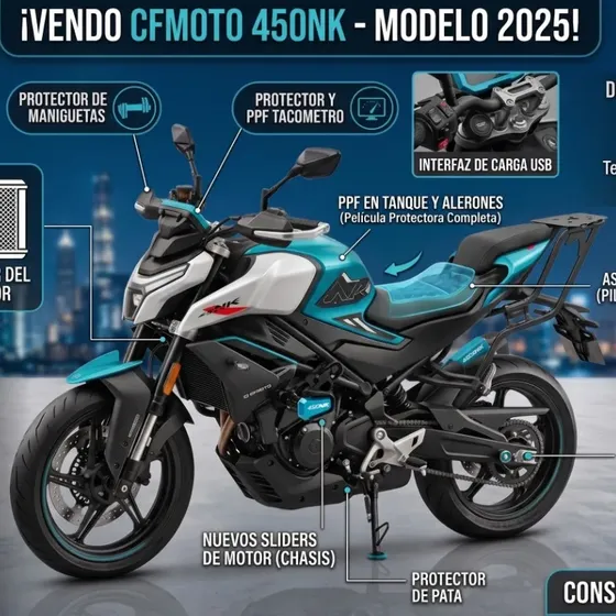 Cfmoto 450nk 2025 | Impecable | Asiento Gel | Extras