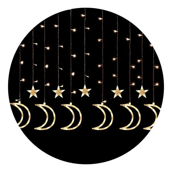 Pisca Pisca Cascata Lua Estrela 138 Led 8 Funções 2,5m Natal