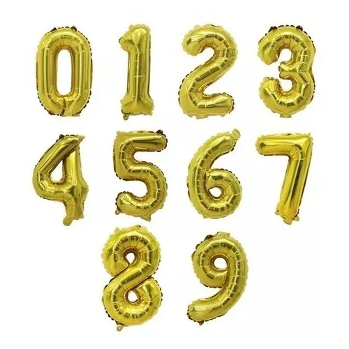 Globos Foil Balloon-32 Gold 0-9
