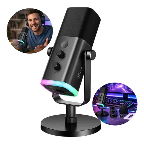 Fifine Ks5 Kit Gaming Streaming Dynamic Xlr/usb Mixer Rgb Preto
