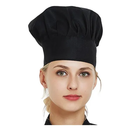 Gorro De Chef O Cocina Negro Tipo Champiñon