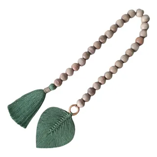 Colar De Mesa Decorativo Madeira Tassel Artesanal Verde Top Colar De Mesa Decorativo Madeira Tassel Artesanal Verde Top